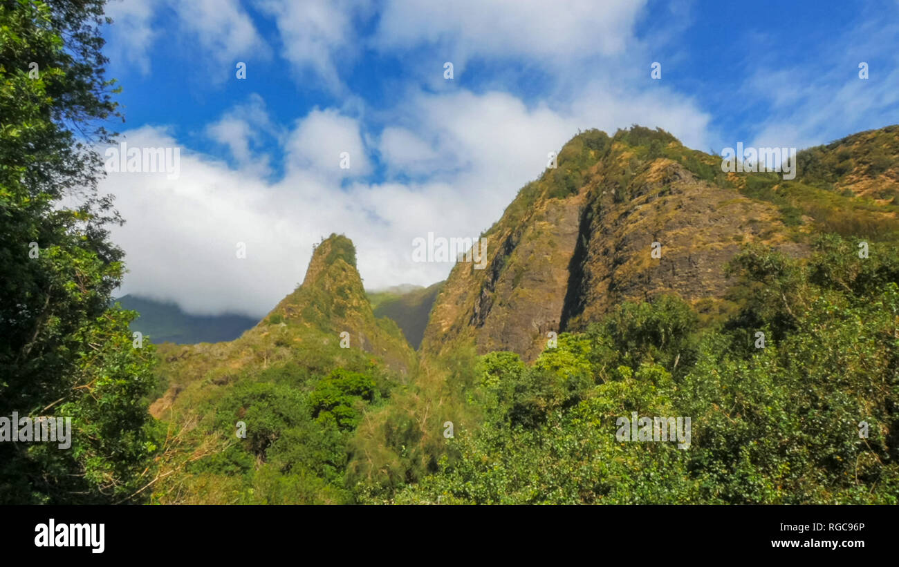 Un ampio colpo di maui iao storico ago Foto Stock