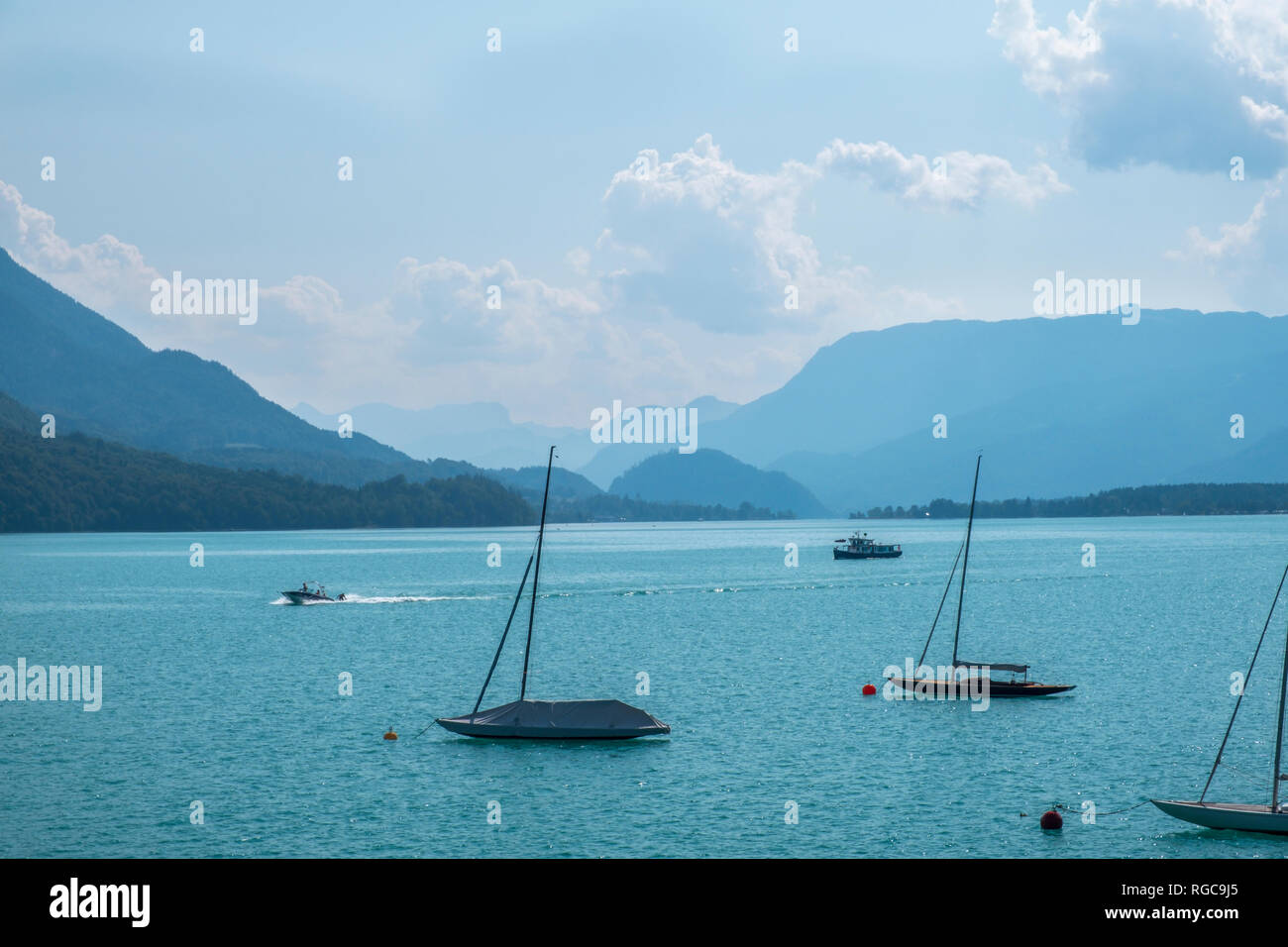 Austria, Ausseer Land, barche sul lago Foto Stock