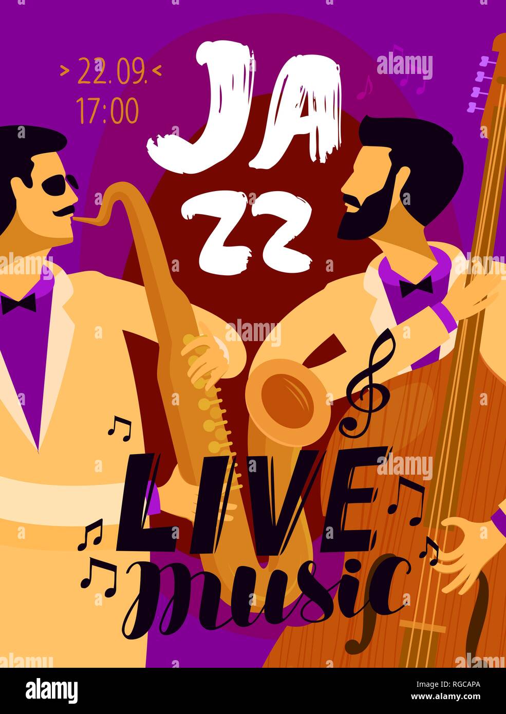 Targhetta Jazz. festival di musica, musica dal vivo concetto. Illustrazione Vettoriale Illustrazione Vettoriale