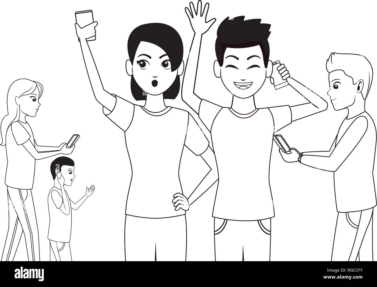 Gruppo di amici cartoon Illustrazione Vettoriale