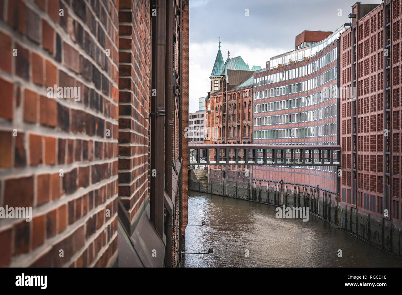Germania, Amburgo, Old Warehouse District, Hollaendischbrookfleet Foto Stock