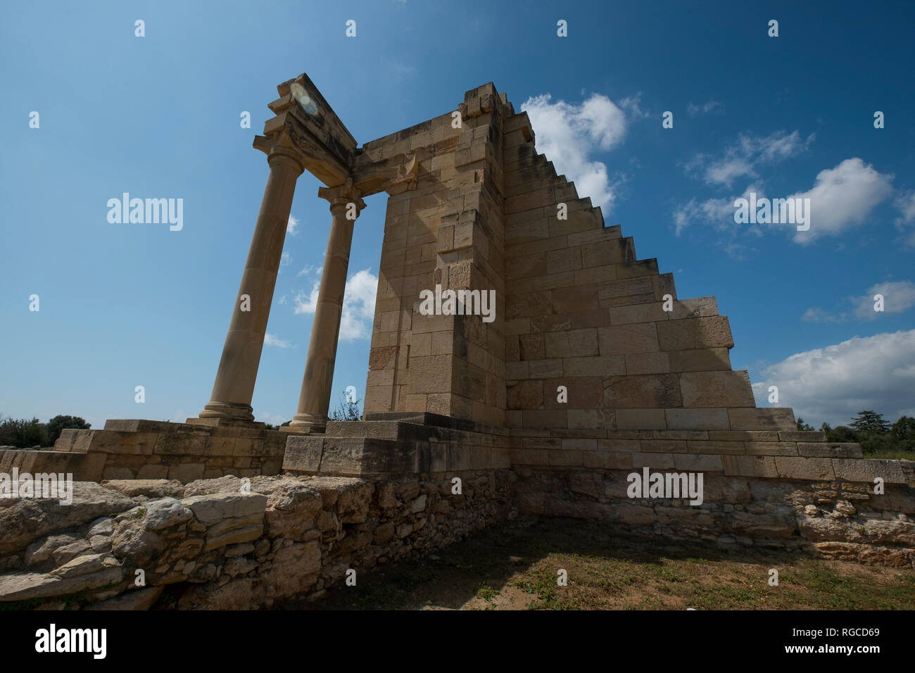 Il santuario di Apollo a le antiche rovine romane a Kourion, Cipro. Foto Stock