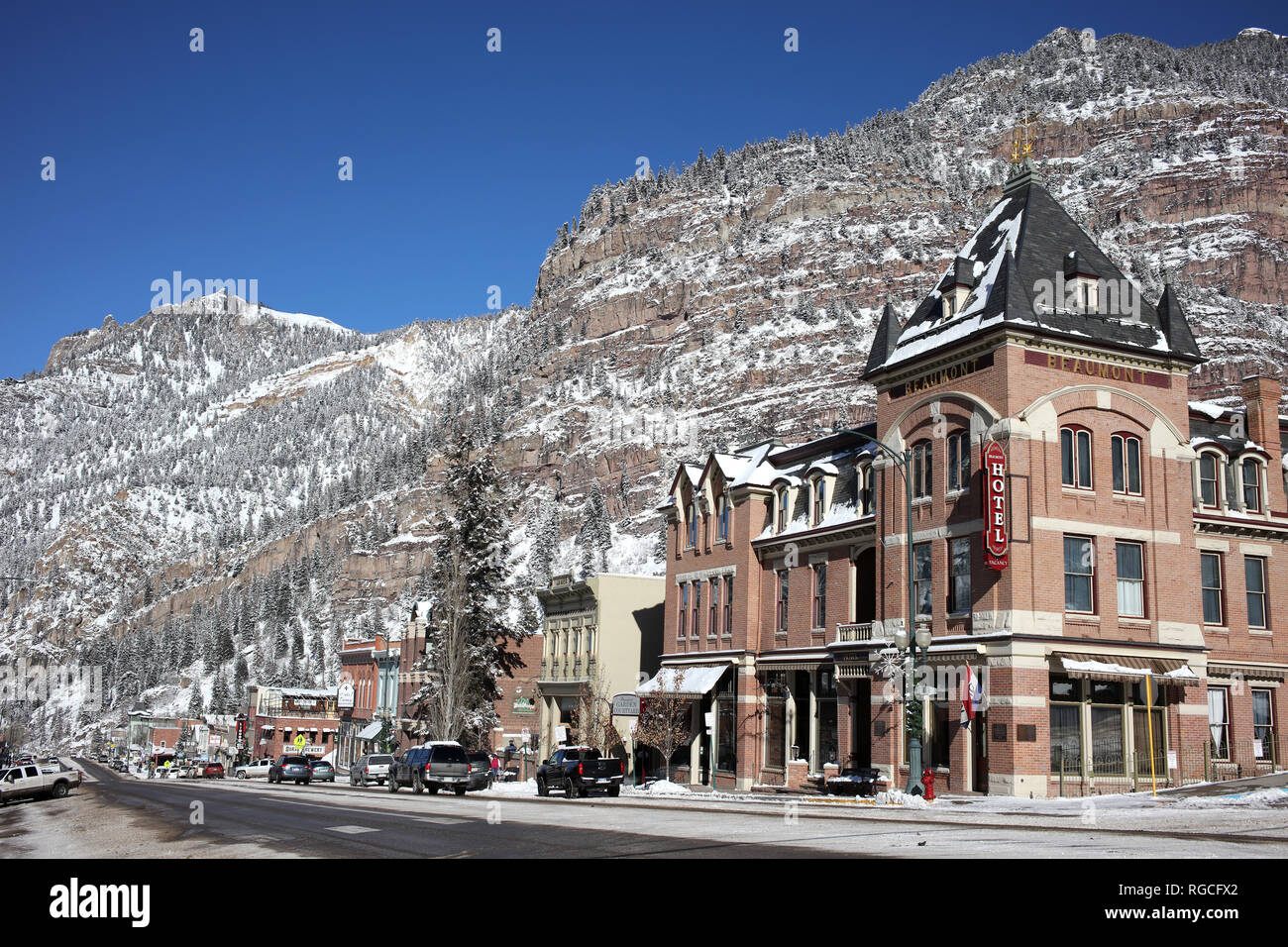 Ouray, Colorado - Gennaio 09, 2018: Ouray città strada principale di Ouray, Colorado Foto Stock