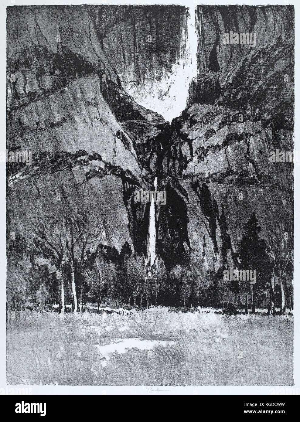 Le cascate inferiori, il Parco Nazionale di Yosemite. Data: 1912. Medium: litografia. Museo: National Gallery of Art di Washington DC. Autore: Giuseppe Pennell. Foto Stock