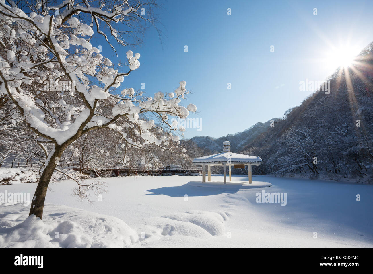 Paesaggio invernale in Naejangsan national park, la Corea del Sud. Foto Stock