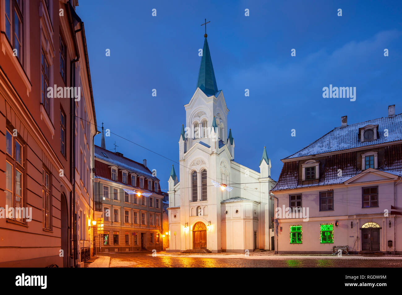 La Madonna Addolorata chiesa in Riga, Estonia. Foto Stock