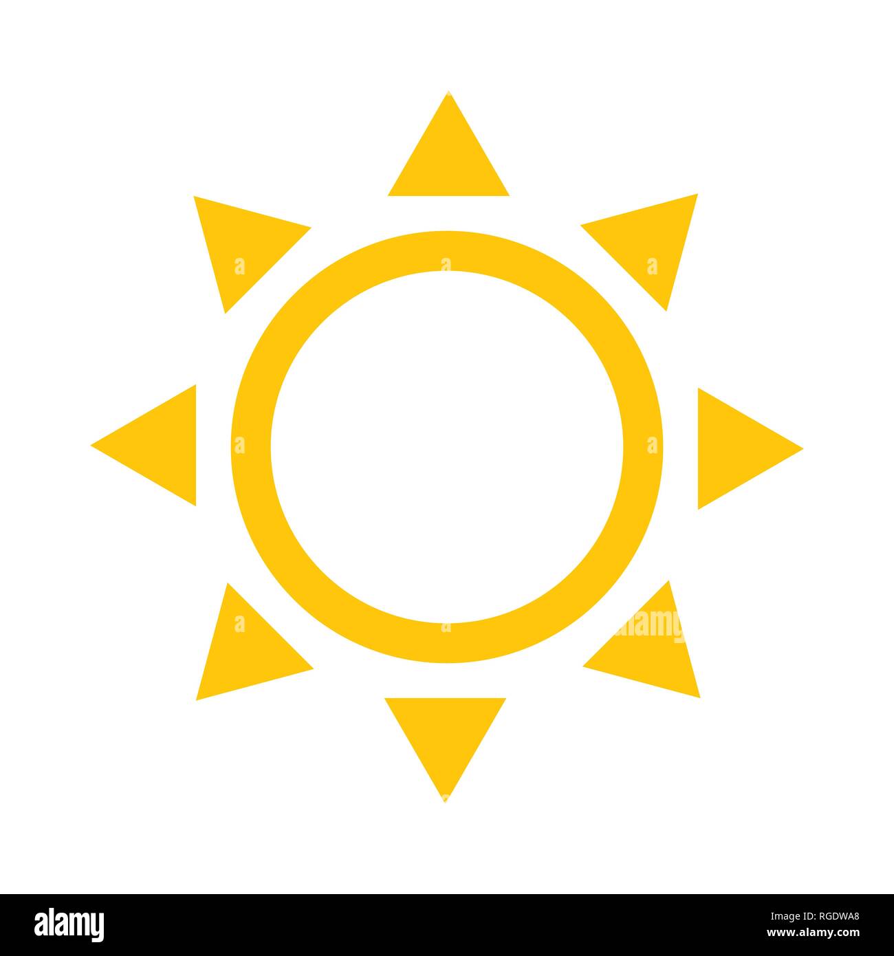 Il giallo sole icona. Vettore e illustrazione simbolo. Illustrazione Vettoriale