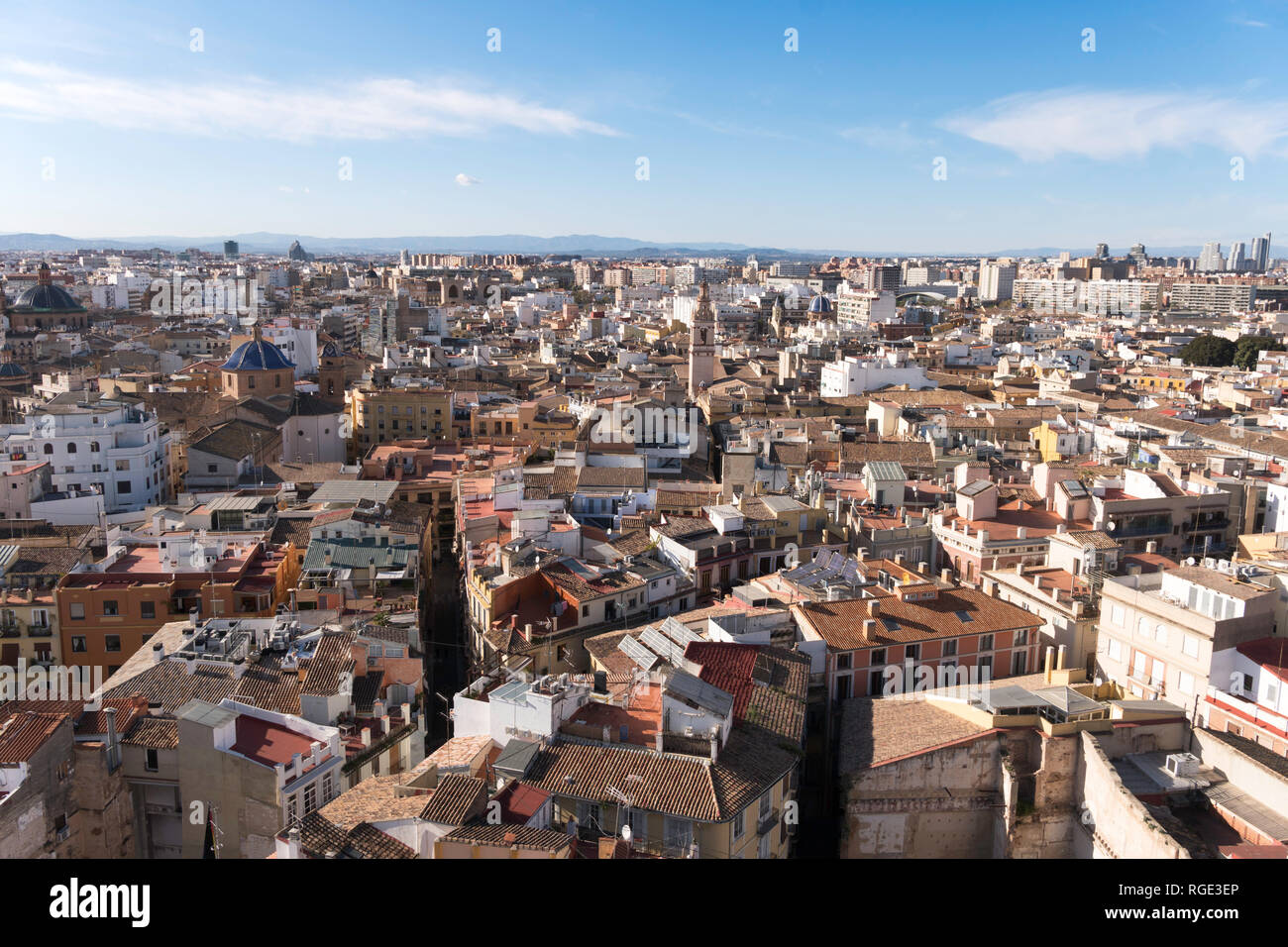 Valencia townscape visto dalla cima della torre della cattedrale si, Spagna, Europa Foto Stock