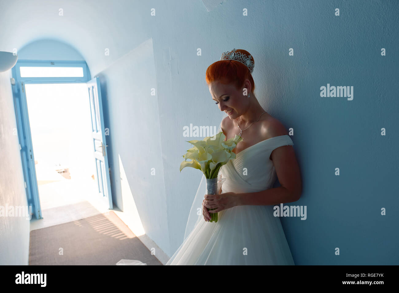 Giovani belle i capelli rossi sposa Foto Stock