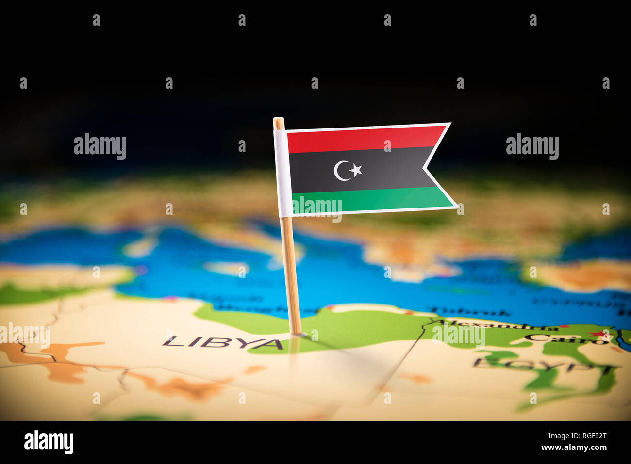 Libia marcati con un contrassegno sulla mappa Foto Stock