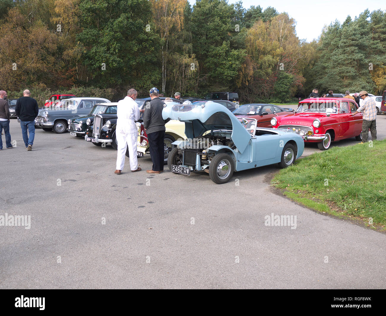 Automobili classiche sul display a Willingham boschi Foto Stock