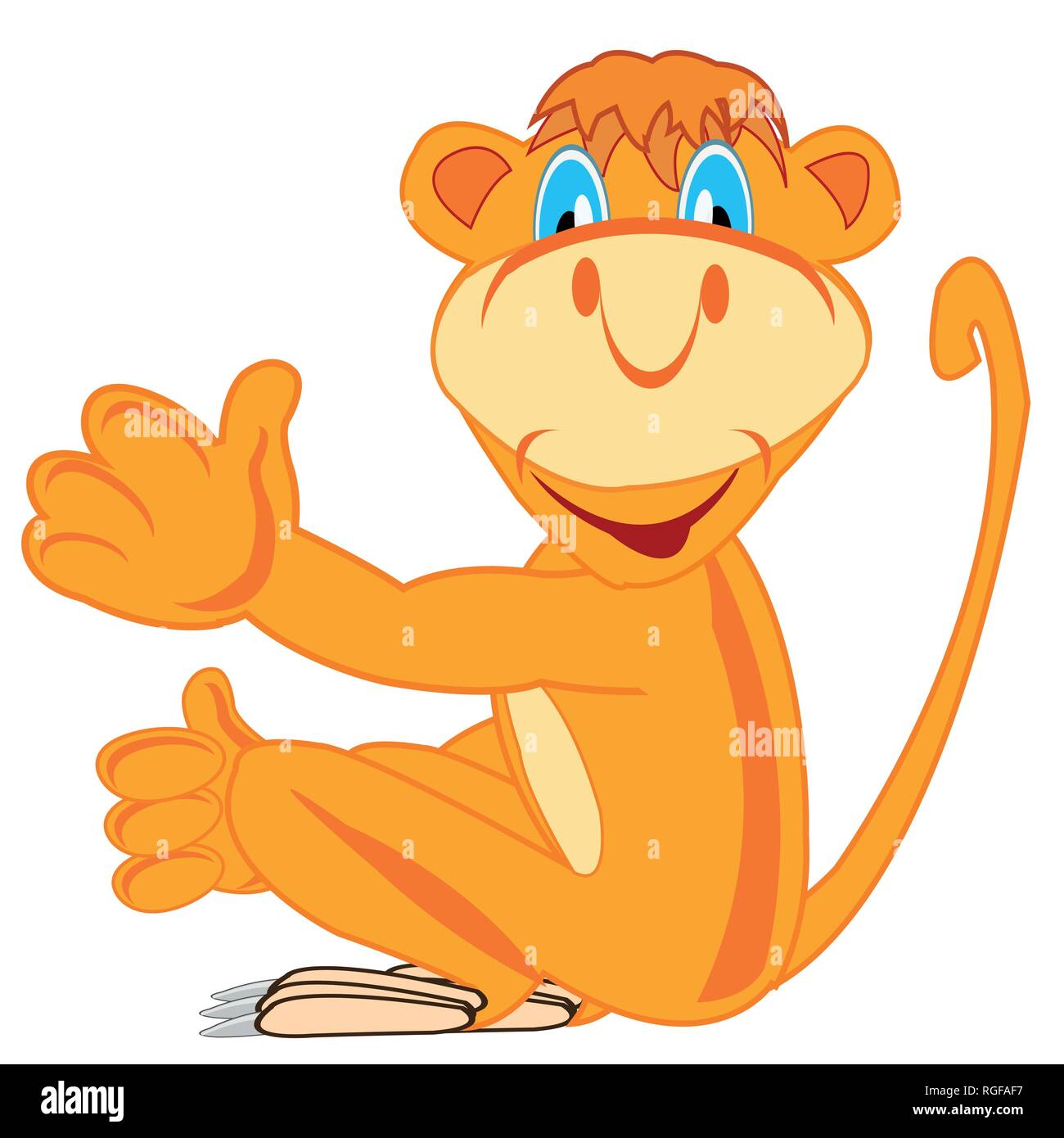 Cartoon marmoset animale su sfondo bianco è isolato Illustrazione Vettoriale