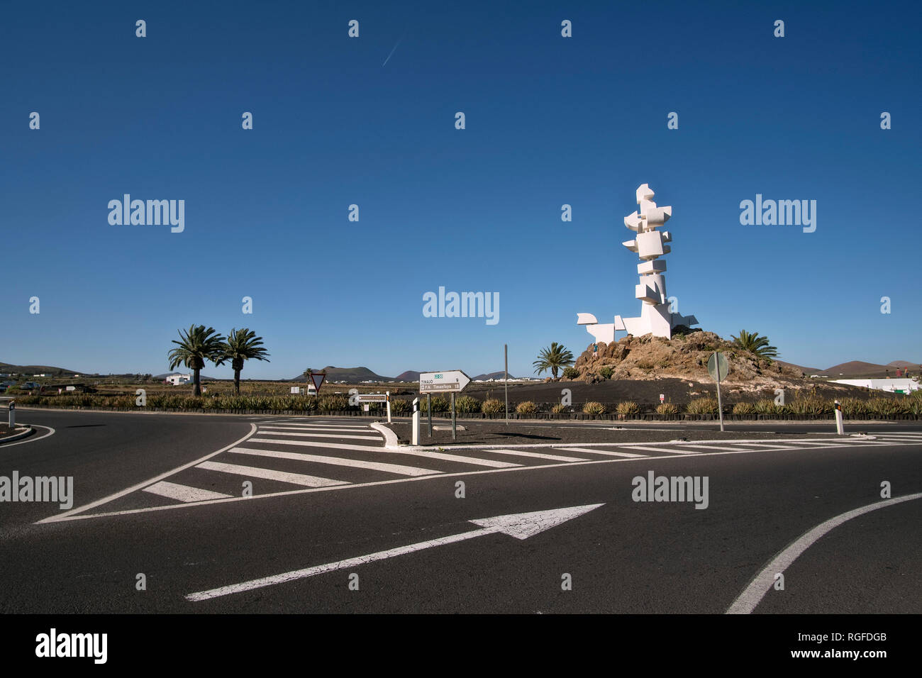 Scultura Monumento al campesino dell'artista Cesar Manrique accanto al Museo dell'agricoltura. Foto Stock
