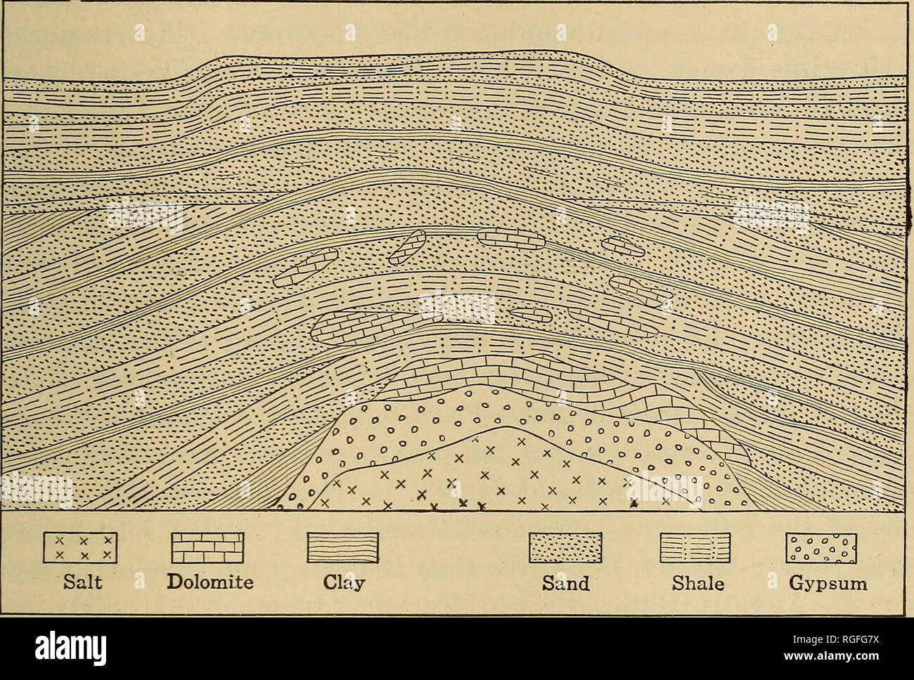 . Bollettino della Geological Society of America. La geologia. La classificazione strutturale 579 Topografia e struttura.-Nel sud della Louisiana sono cinque le elevazioni di spicco noto come "cinque isole/" o "Isole del Sud/' che costituiscono il più cospicuo dei punti di riferimento in centinaia di chilometri lungo la costa del Golfo del Messico.^^ hanno origine da pochi metri a 200 metri al di sopra del livello di palude e nella zona variano da 200 a 1.500 acri. Essi sono stati spesso discussa in letteratura. Il sale è presente in tutte le cinque isole ad eccezione di Cote Blanche. Esso non deve essere tuttavia presumibile che ogni s Foto Stock