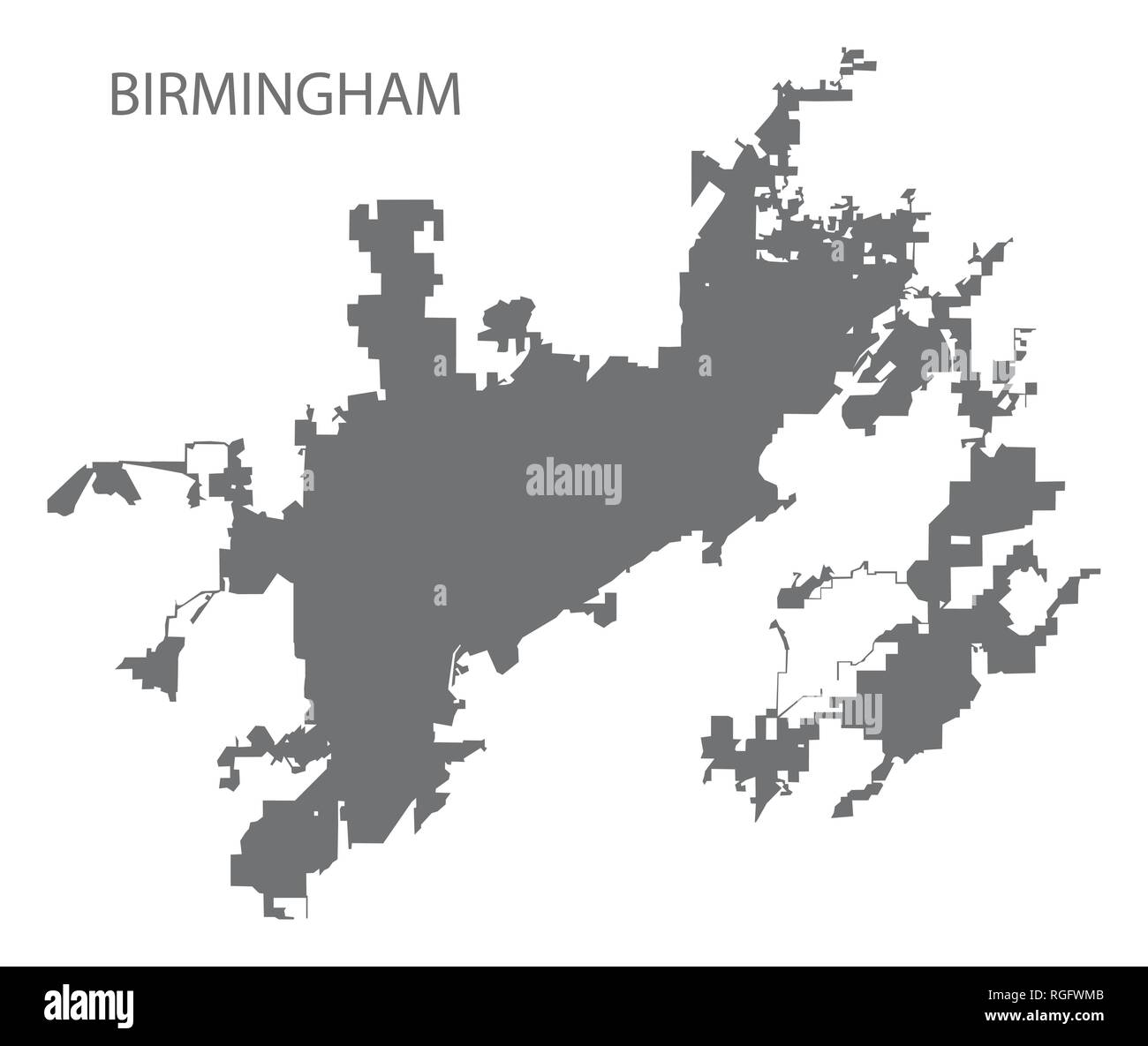 Birmingham Alabama mappa della città grigio silhouette di illustrazione Illustrazione Vettoriale