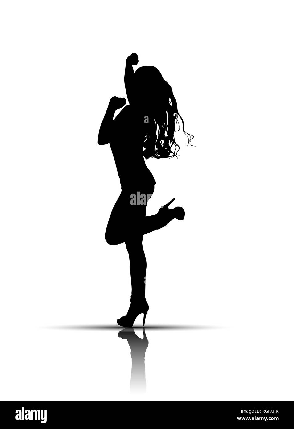 Silhouette di dancing girl, semplice disegno per la progettazione e la decorazione Illustrazione Vettoriale