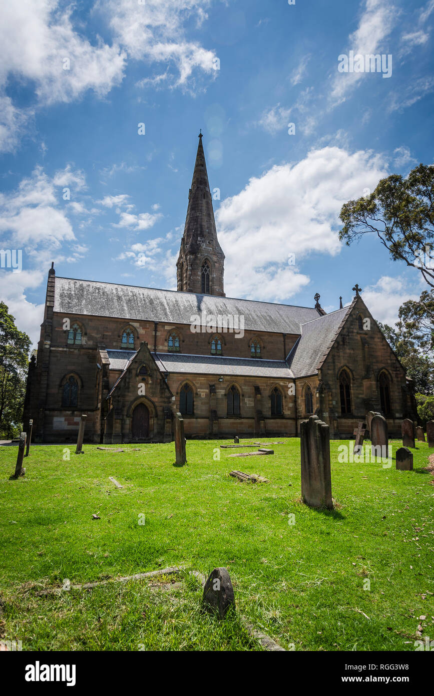 St Stephen's Church, Camperdown cimitero, un cimitero storico situato su Church Street in Newtown sobborgo interno, Sydney, NSW, Australia Foto Stock