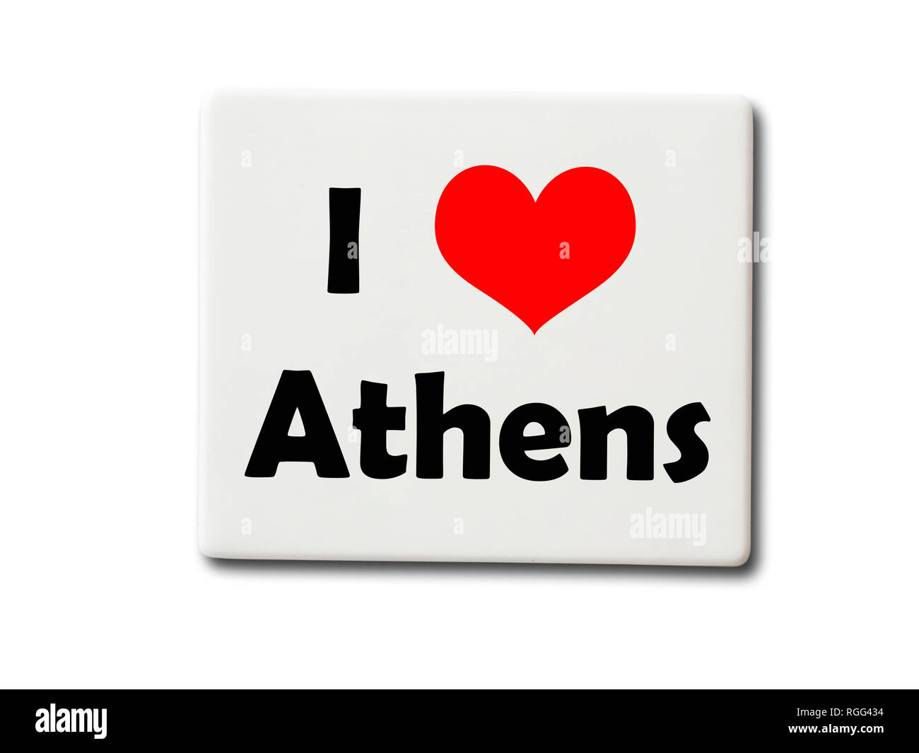 Io amo Atene (Grecia) souvenir magnete da frigorifero isolati su sfondo bianco Foto Stock