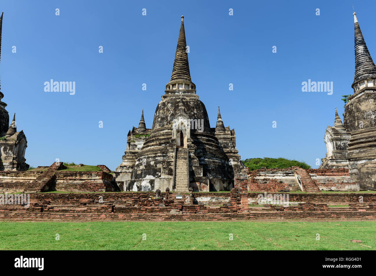 Wat Phra Si Sanphet tempio in Thailandia del capitale antico di Ayutthaya Foto Stock