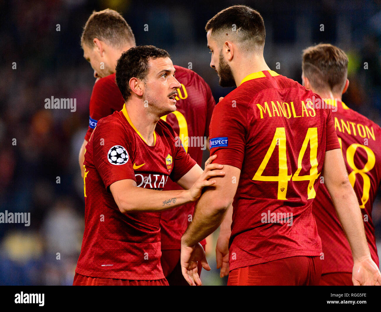 Roma - Ott 23, 2018: Alessandro Florenzi 24 celebra il traguardo. Come Roma - CSKA Mosca. La UEFA Champions League. Giornata 4. Stadio Olimpico. Come Roma - Foto Stock