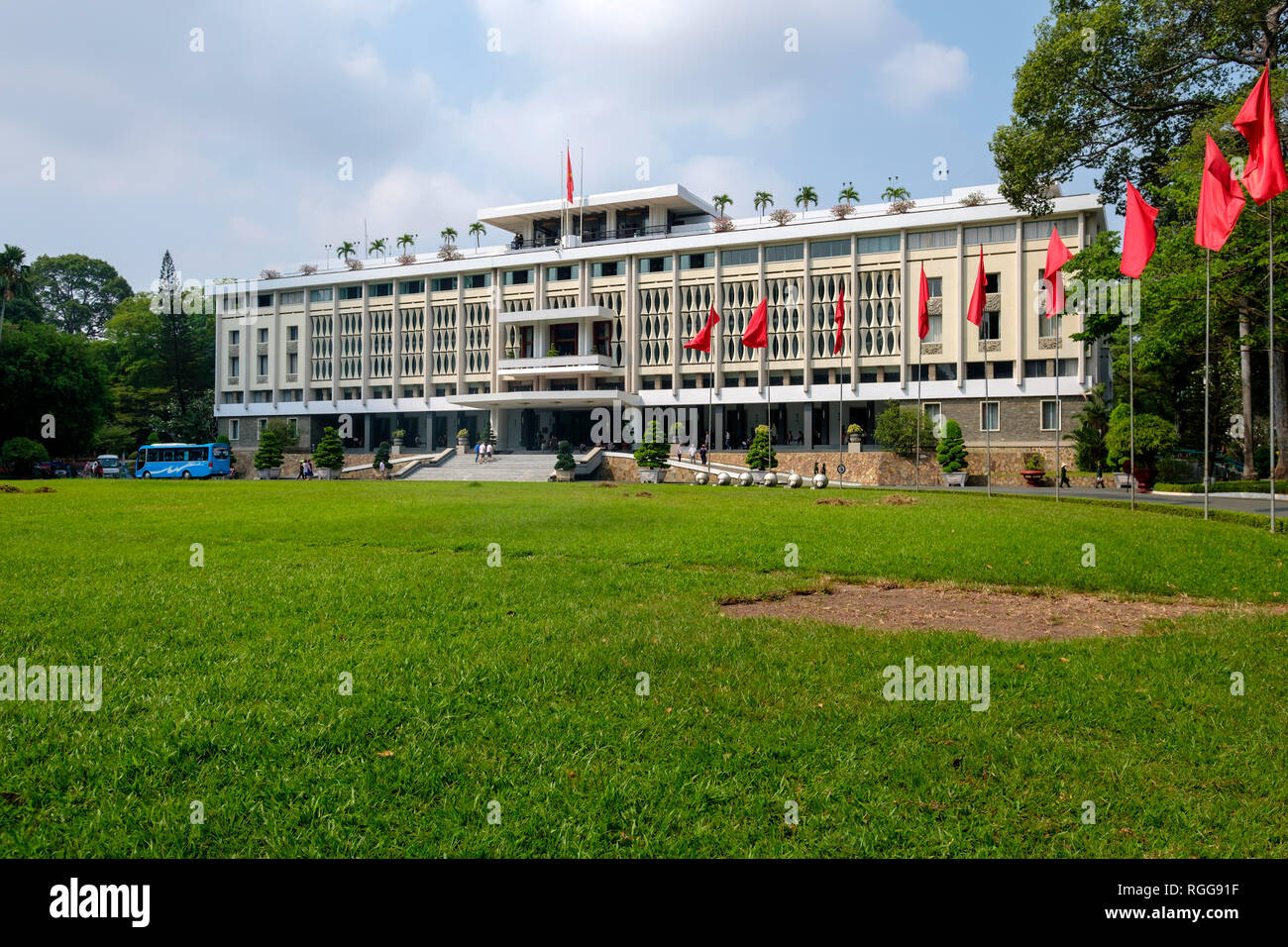 Indipendenza Palace aka Palazzo della Riunificazione (ex Palazzo Presidenziale) nella città di Ho Chi Minh, Vietnam Foto Stock