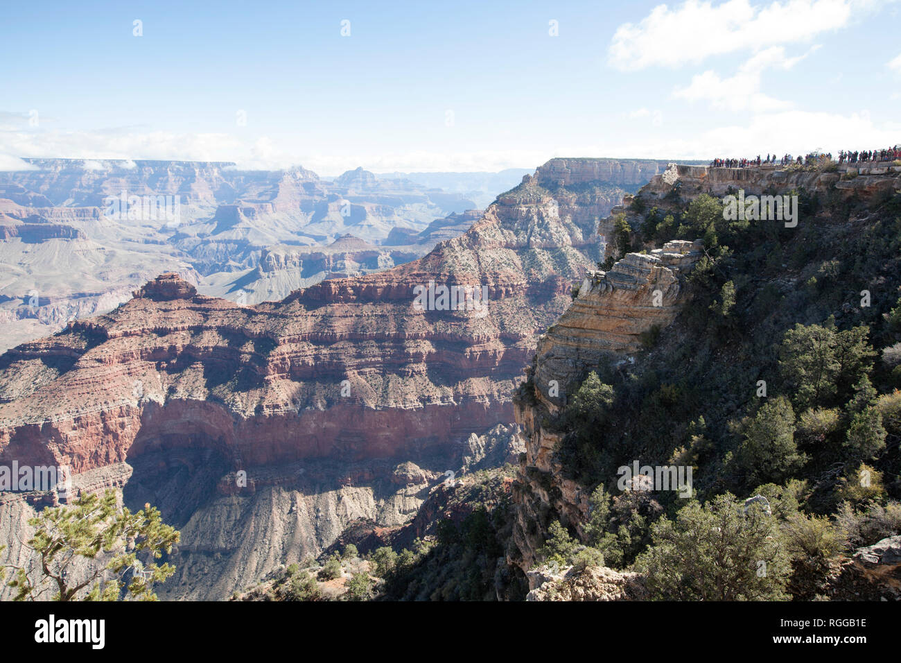 Mather Point si trova vicino al Grand Canyon Visitor Center e comodi parcheggi. È il più trafficato e più affollati del Grand Canyon Sout Foto Stock