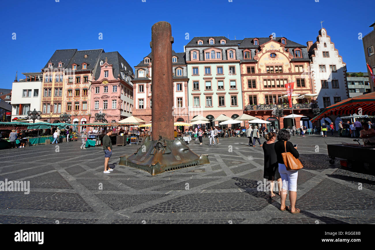 Markt Platz, la piazza del mercato, Mainz, Renania Palatinato, Germania, Europa Foto Stock