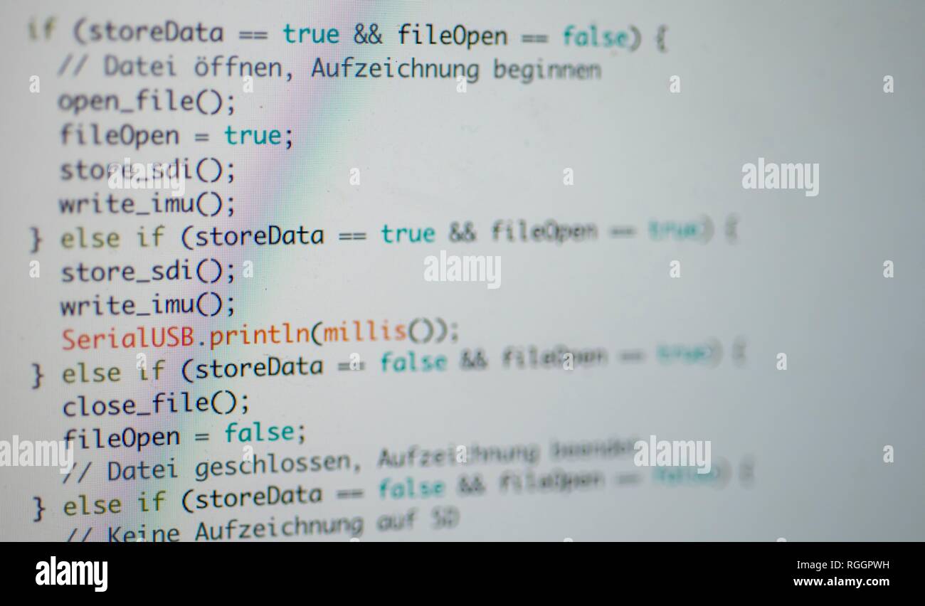 Sintassi, codice sorgente, codice, linguaggio di programmazione C, programma, informatica, programmazione, screen shot, Germania Foto Stock