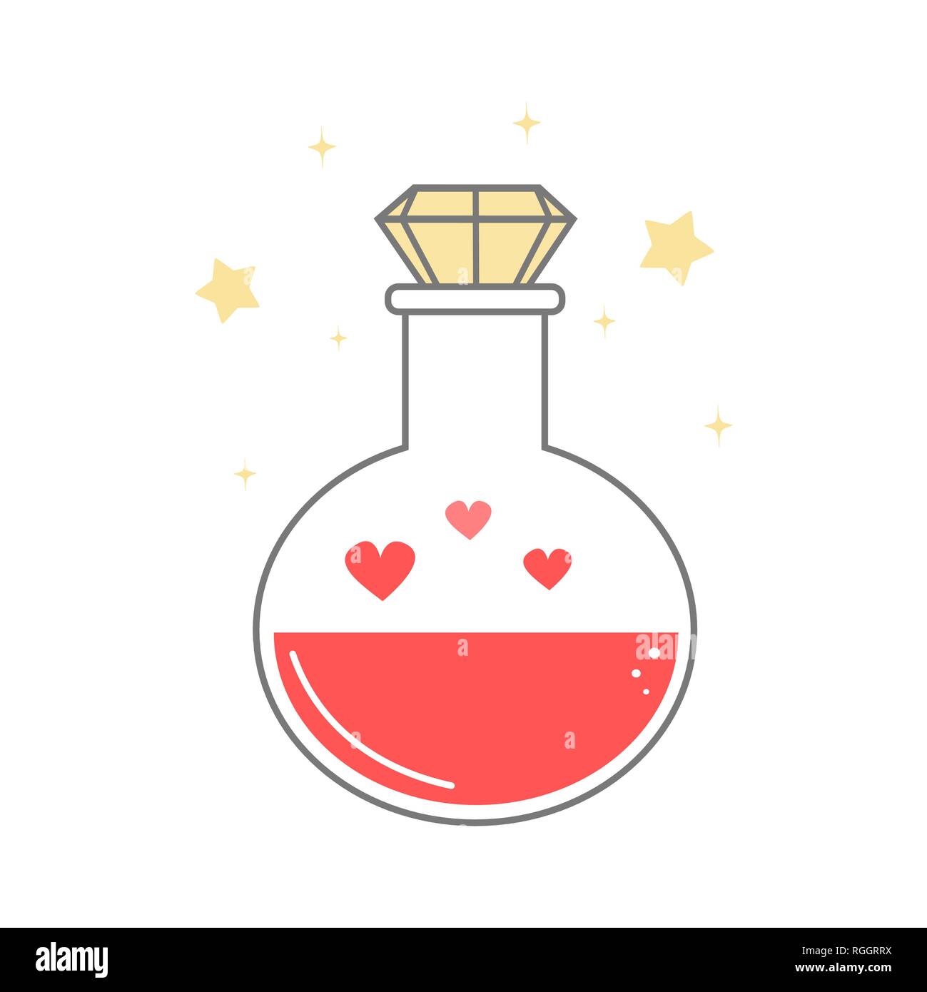 Cartoon carino pozione d'amore isolati su sfondo bianco vettore illustrazione di san valentino Illustrazione Vettoriale