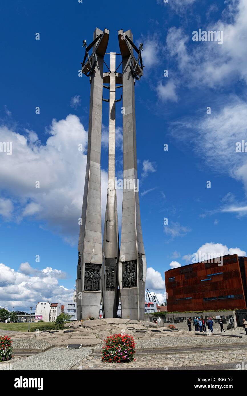 Monumento ai Caduti i lavoratori del cantiere 1970, Stare Miasto, Gdansk, Pomerania, Polonia Foto Stock