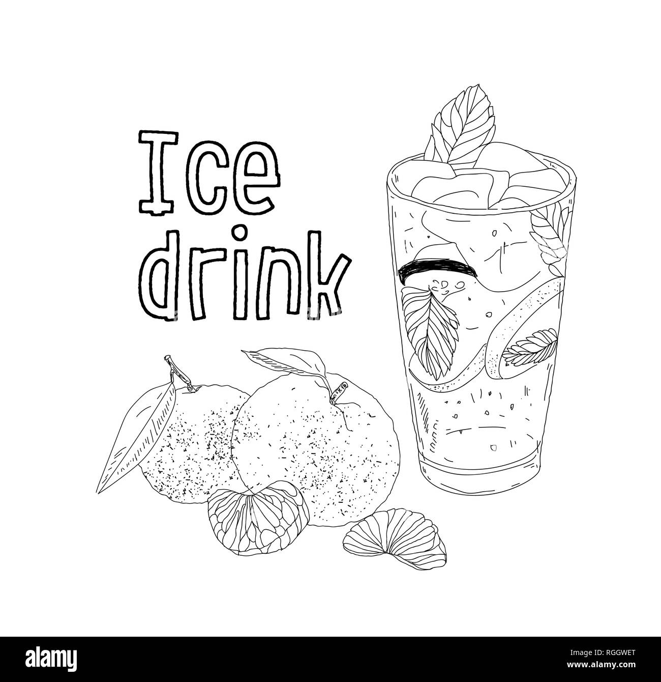 Disegnata a mano vector estate bevanda ghiacciata con cittrus. Limone e menta. Detox acqua. Illustrazione lineare. - Illustrazione Vettoriale Illustrazione Vettoriale Disegnata a mano vector estate bevanda ghiacciata con cittrus. Limone e menta. Detox acqua. Illustrazione lineare. - Illustrazione Vettoriale Illustrazione Vettoriale