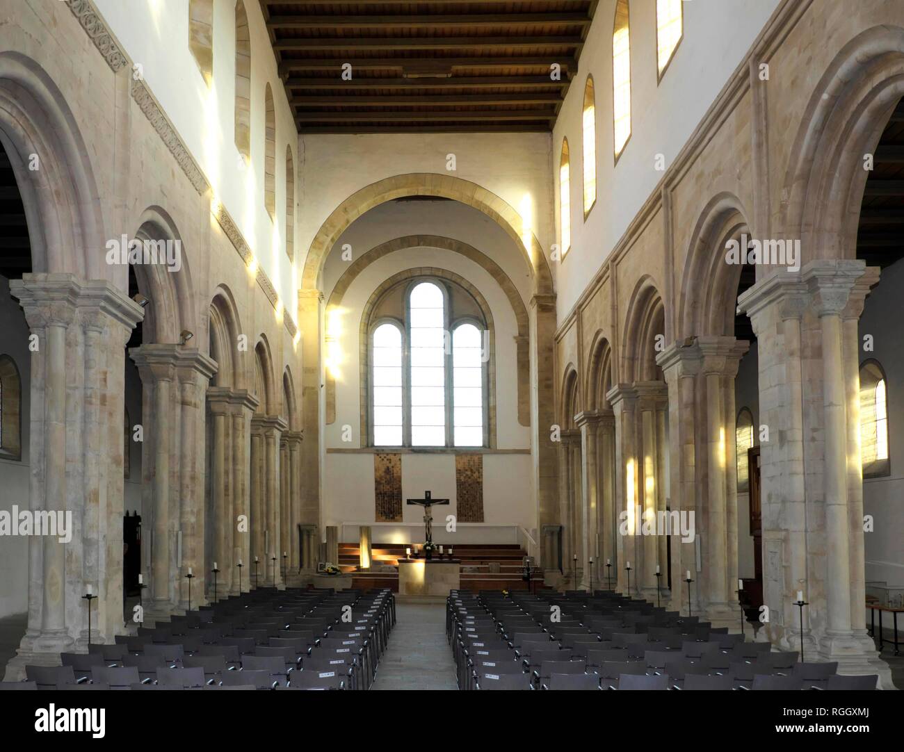 Monastero chiesa Thalbürgel, la chiesa romanica di Santa Maria e San Georg, Thalbürgel, comunità di Bürgel, Turingia, Germania Foto Stock