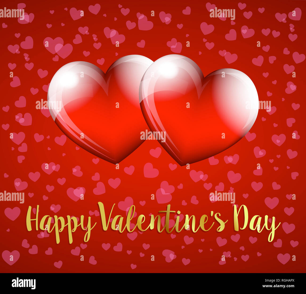 Felice il giorno di San Valentino, cuori sul cuore di sfondo - Scheda di San Valentino Foto Stock