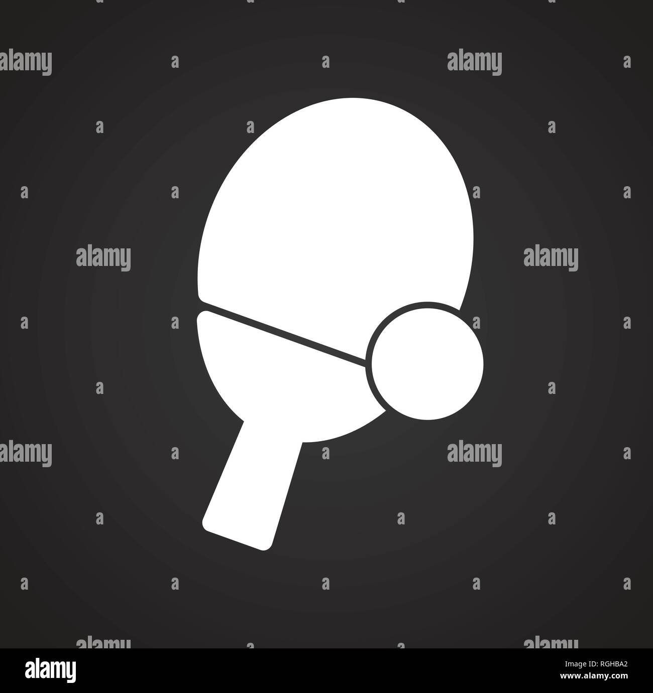 Ping Pong Icona sullo sfondo nero per grafica e web design, moderno vettore semplice segno. Concetto di Internet. Il simbolo alla moda per il design del sito web o del pulsante mobile app. Illustrazione Vettoriale