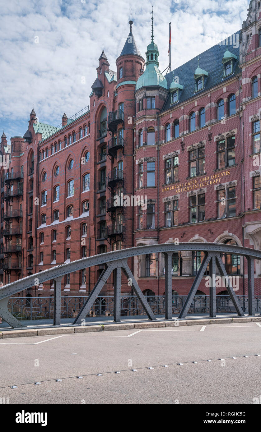 Germania, Amburgo, Speicherstadt, Edificio di Hamburger Hafen und Logistik AG Foto Stock