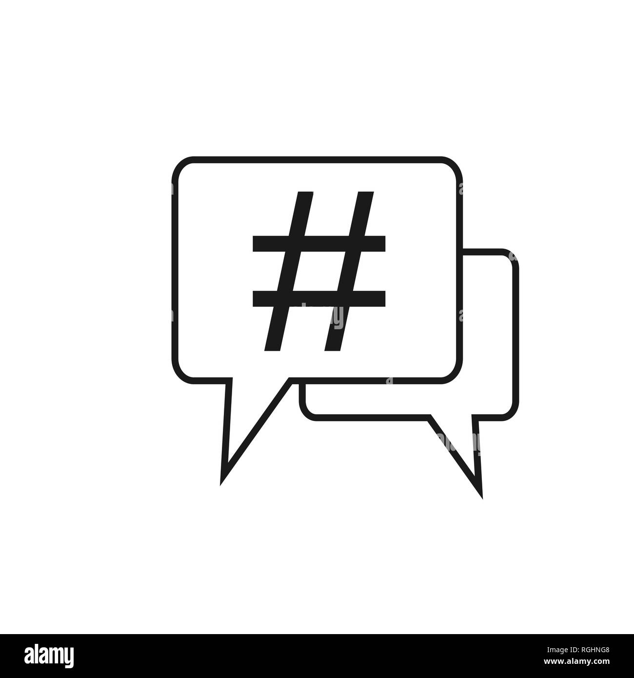 Hashtag icona nel discorso bolla. Piatto di vettore Illustrazione Vettoriale