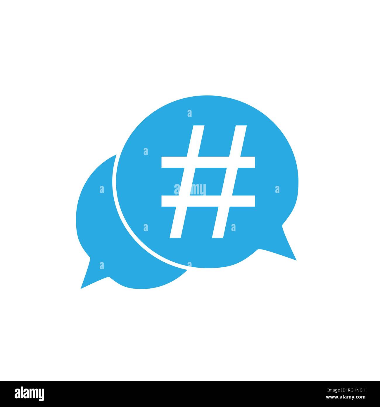Hashtag icona nel discorso bolla. Piatto di vettore Illustrazione Vettoriale