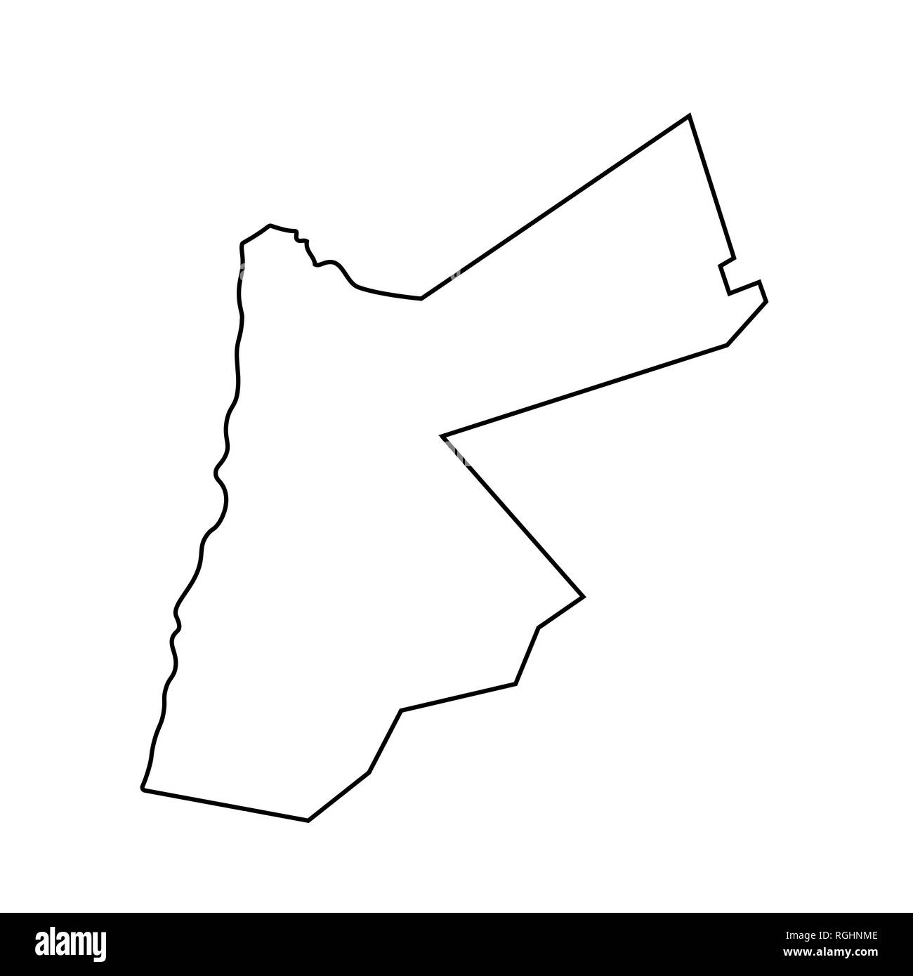 Mappa di Giordania - contorno. Silhouette di mappa Giordania illustrazione Foto Stock
