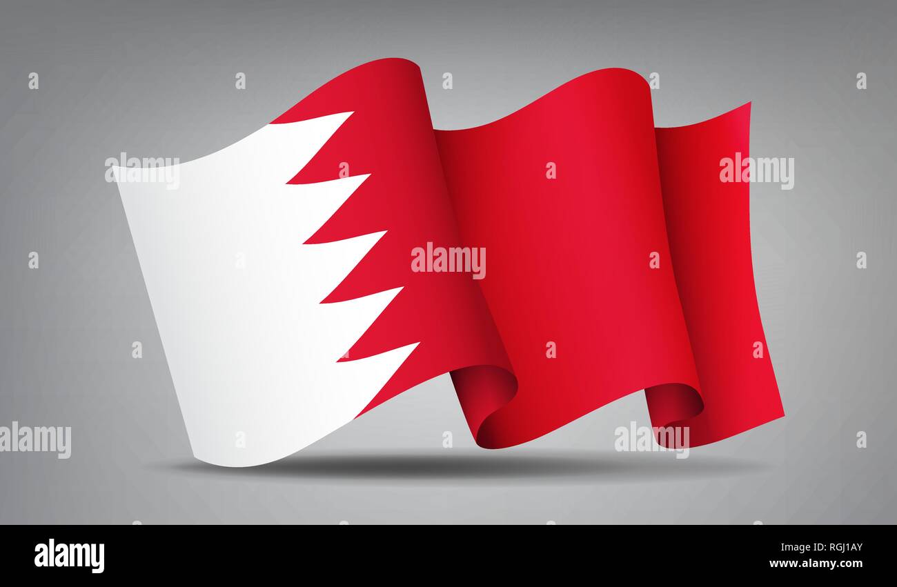 In Bahrain il bianco e il rosso sventola bandiera icona isolato, simbolo ufficiale del paese, illustrazione vettoriale. Illustrazione Vettoriale
