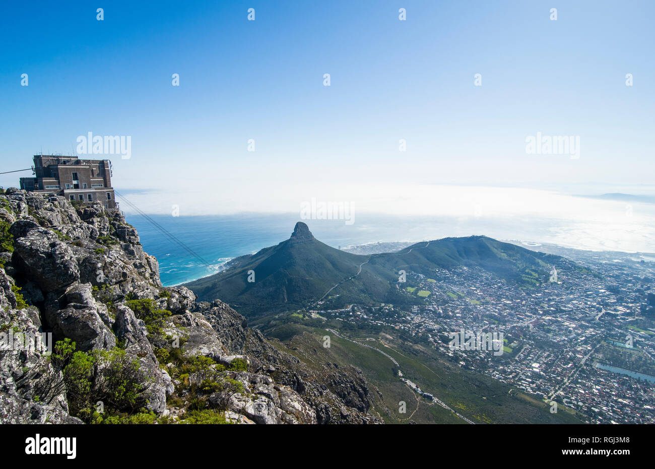 Sud Africa, Cape Town, città vista dal monte Table Foto Stock