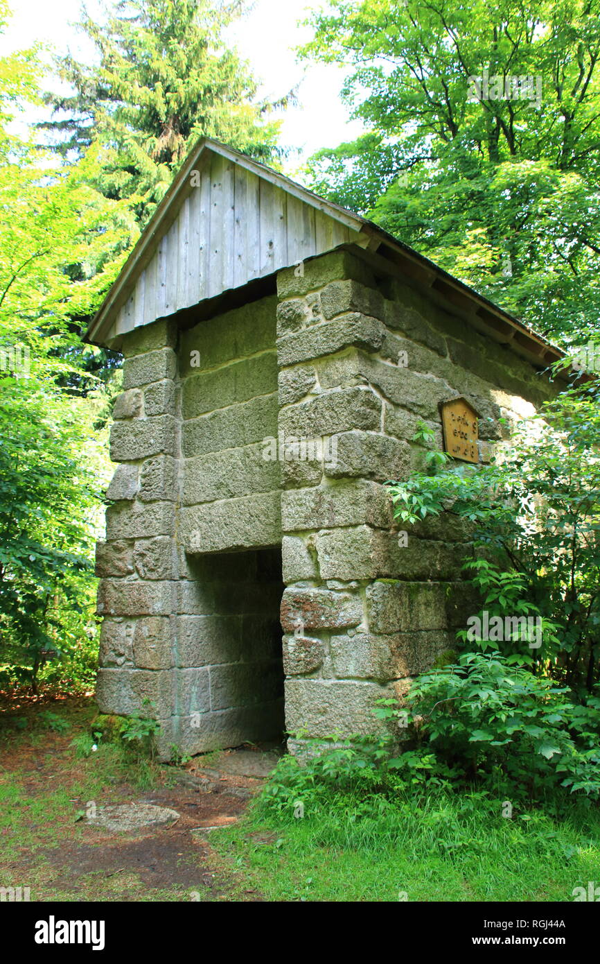 Trappola di recare nella foresta vicino Weissstadt nel distretto di Wunsiedel in Fichtelgebirge Foto Stock