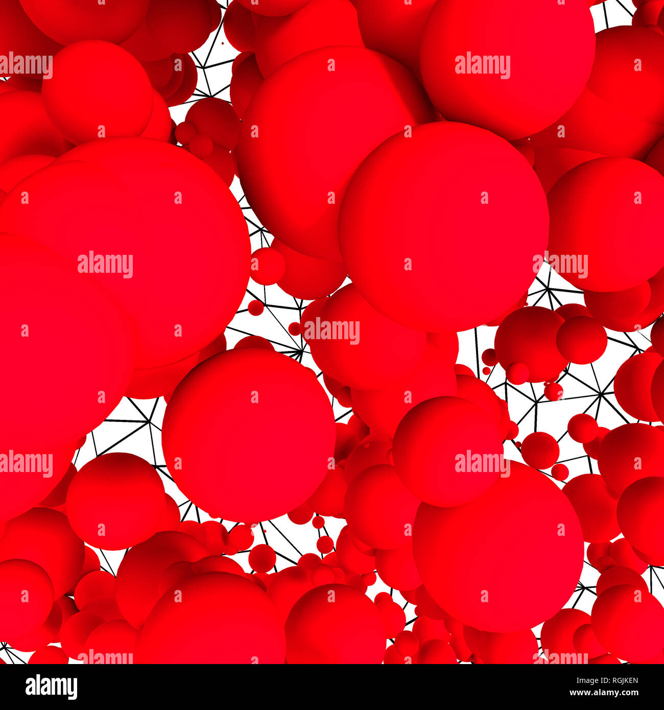 Calcolatore vergine generato sfere rosse su linee nere sullo sfondo delle maglie Foto Stock