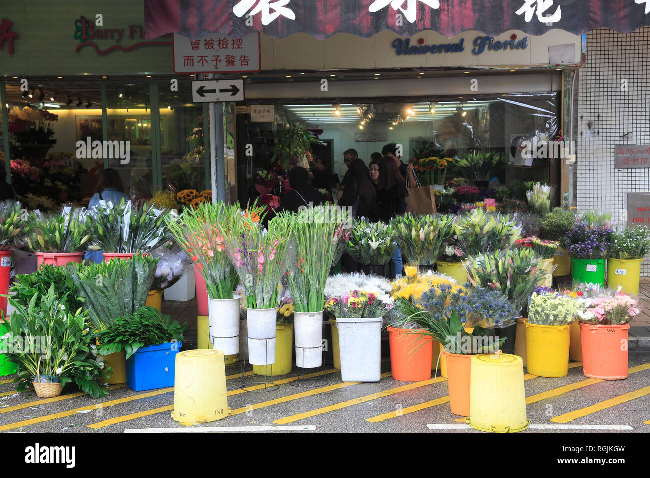 Flower Market Road, Mong Kok o Mongkok, Kowloon, Hong Kong, Cina, Asia Foto Stock