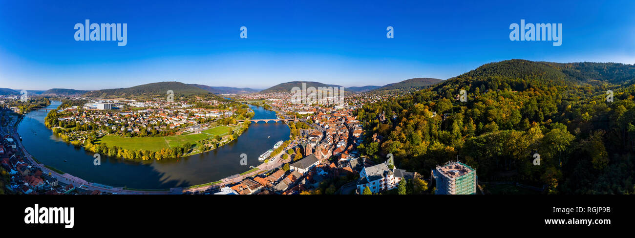In Germania, in Baviera, Miltenberg, fiume Main, Vista panoramica Foto Stock