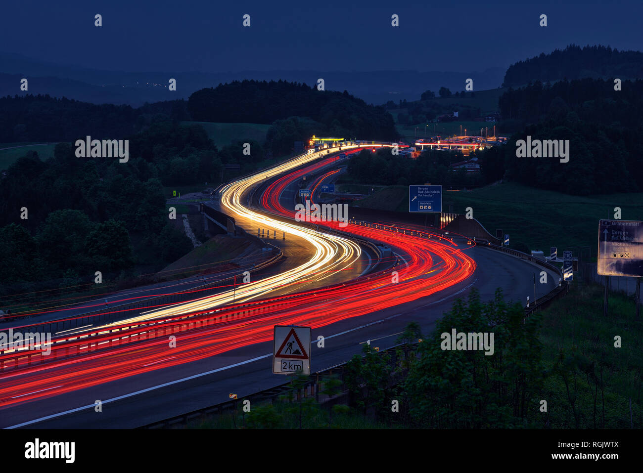 Germania, luci di posizione posteriori su autostrada Foto Stock