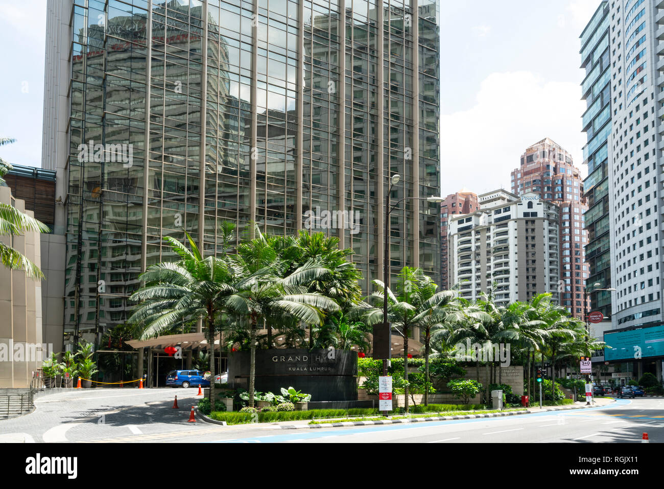 Una vista dell'Hyatt Hotel occupa un edificio di Kuala Lumpur in Malesia Foto Stock