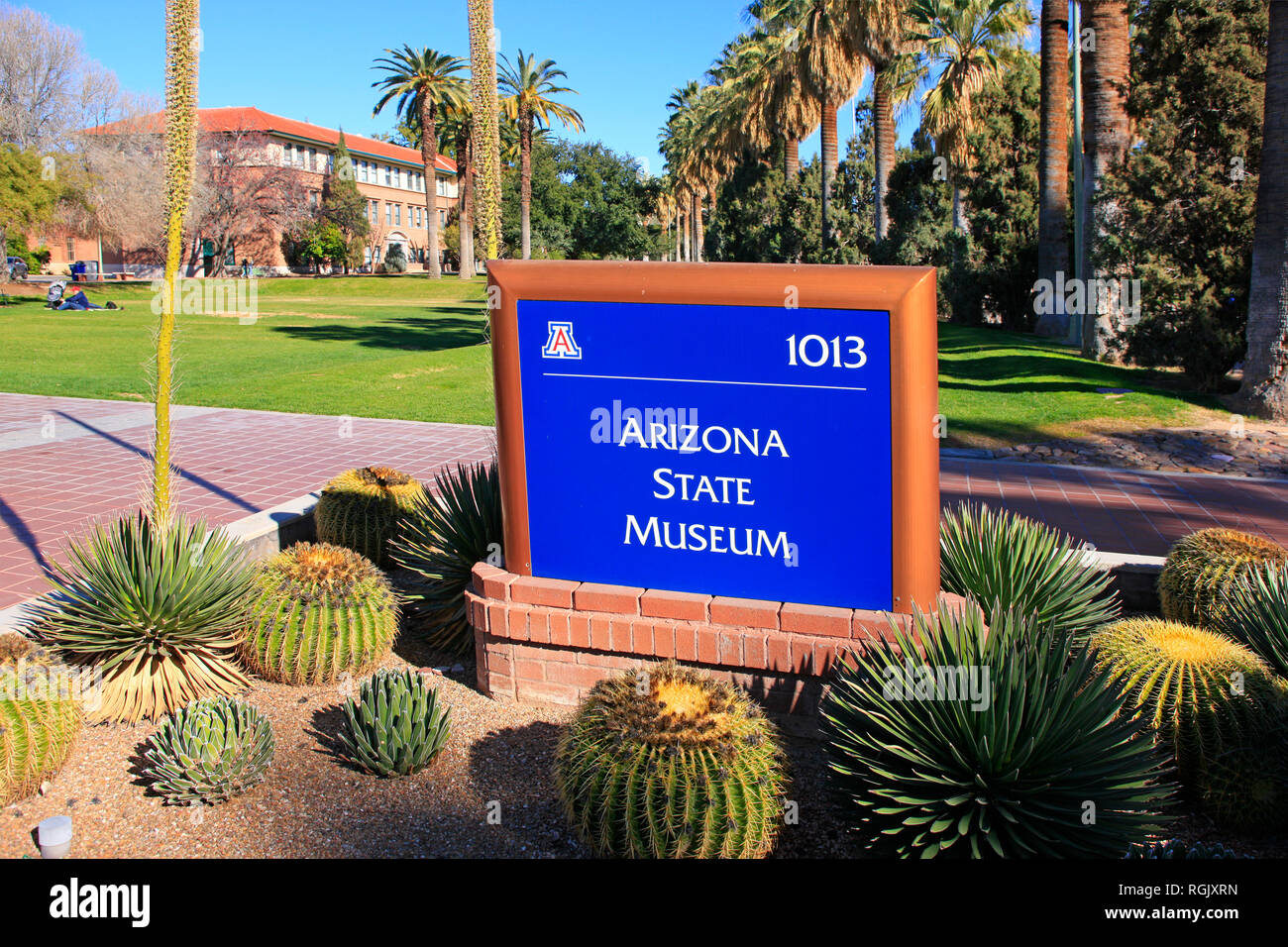 Segno al di fuori dell'Università di Arizona Museo di Stato sul campus di Tucson AZ Foto Stock