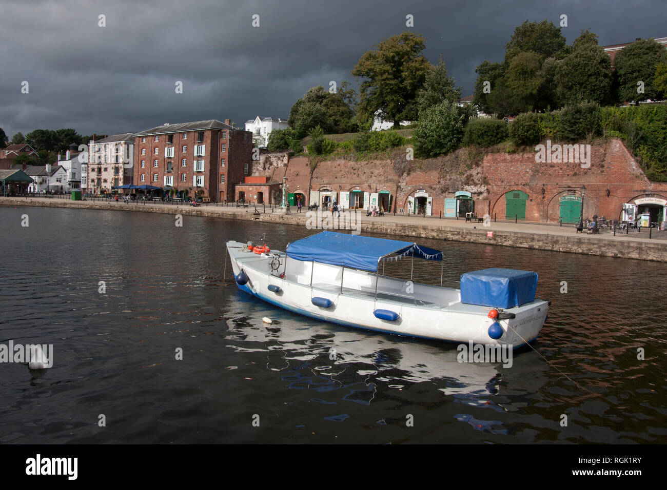 Exeter Quay e il Southern Comfort tour in barca sul fiume, exe, Exeter Devon Foto Stock