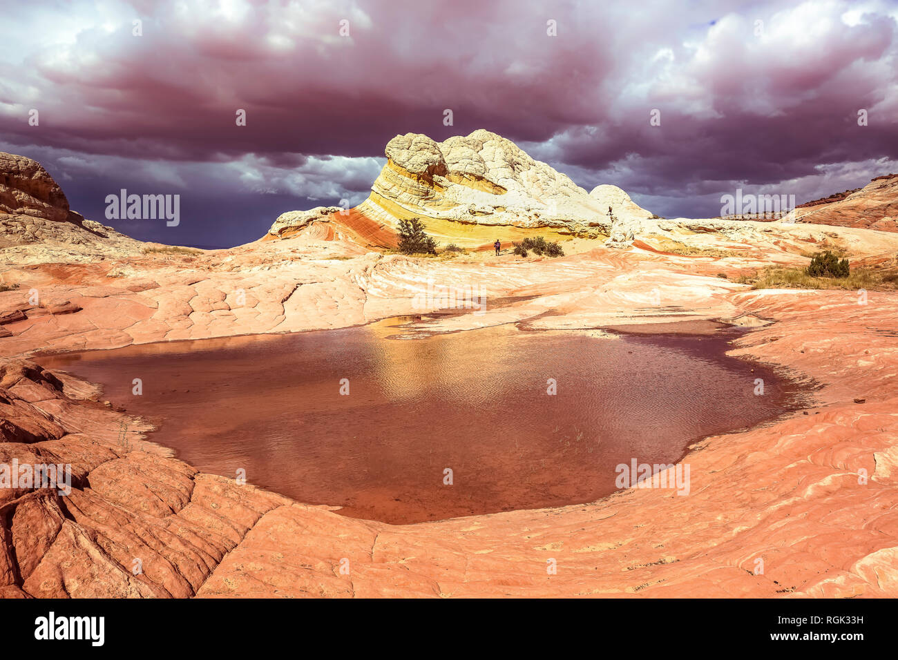 Stati Uniti d'America, Arizona, Paria Plateau, bianco tasca, una persona escursionismo Foto Stock