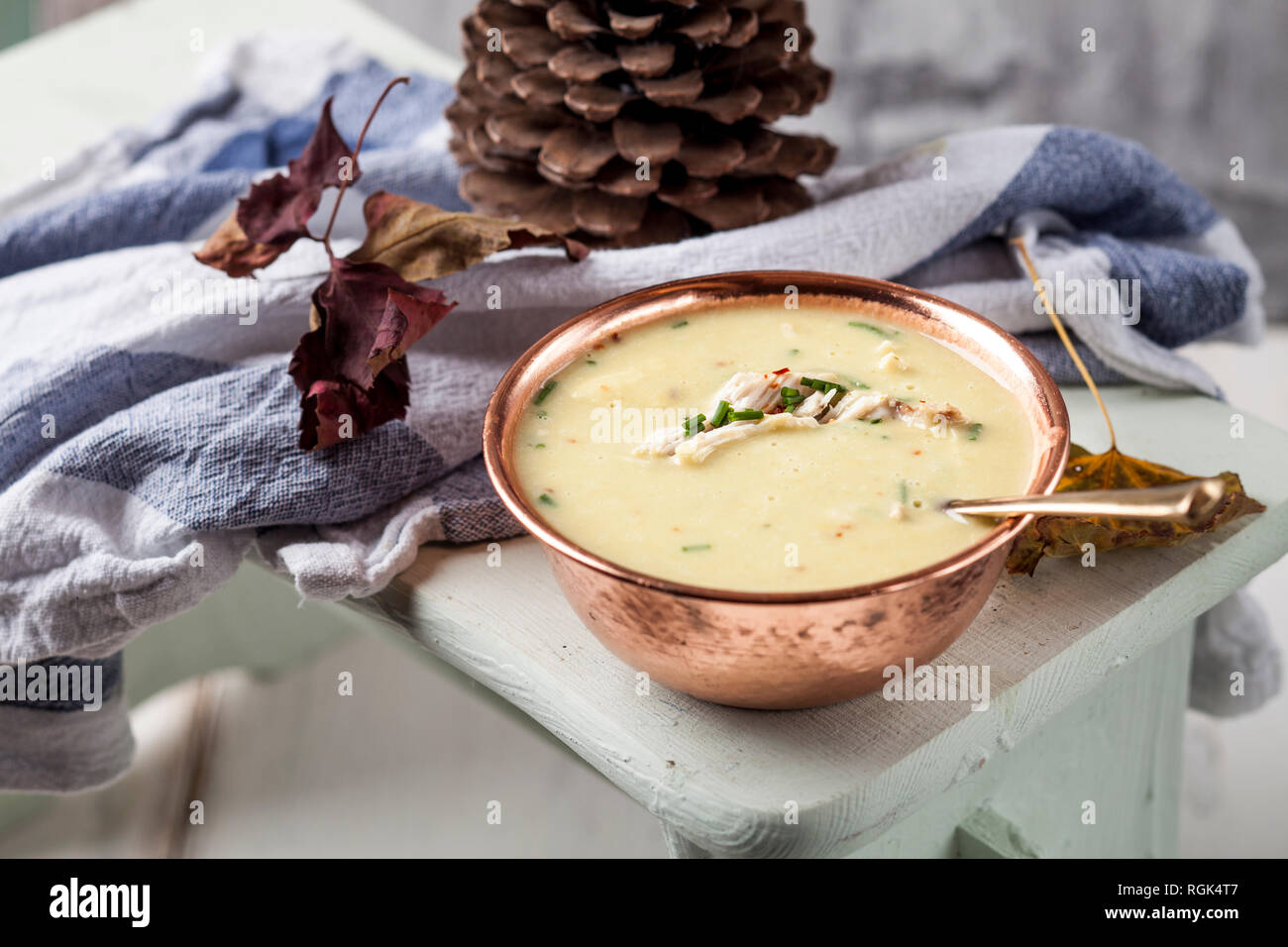 Crema di zuppa di pollo Foto Stock